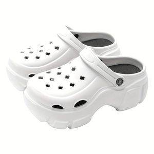 NEW HHHCHPM WOMEN'S TRENDY PLATFORM CLOGS, SOLID COLOR HOLLOW OUT NON SLIP SLIDE